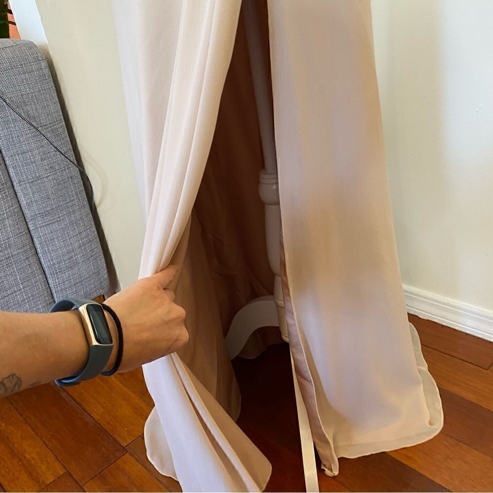 Watters & Watters Bare Pink / Nude Ruched Maxi Gown Size 2 - Picture 6 of 13